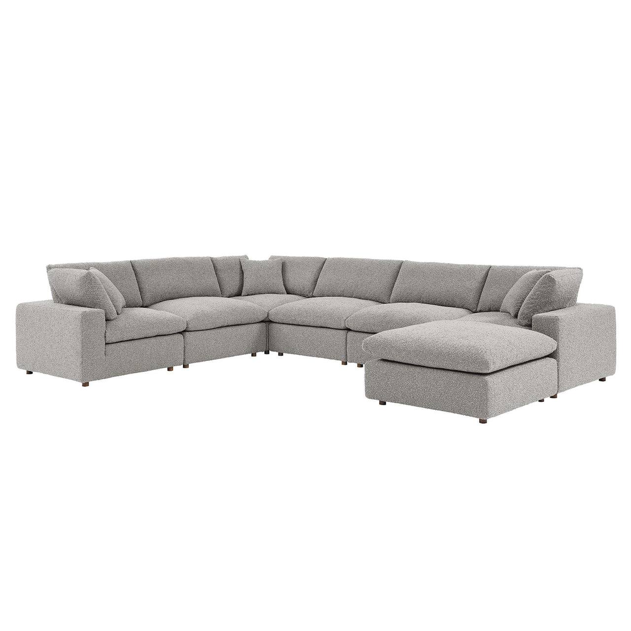 Angelic 7-Piece Cloudblend Boucle Sectional, Light Gray