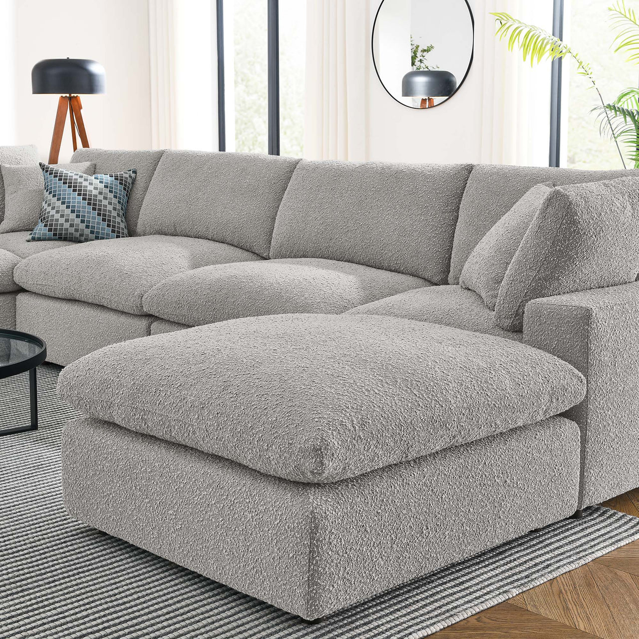Angelic 7-Piece Cloudblend Boucle Sectional, Light Gray