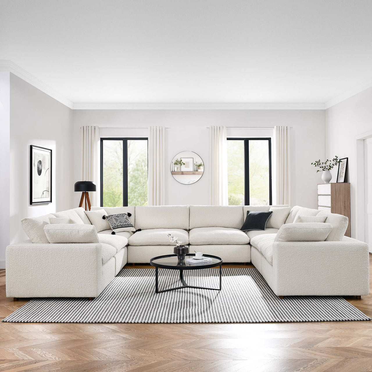 Angelic 8-Piece Cloudblend Boucle Sectional, Ivory