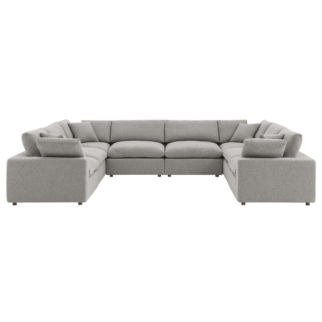 Commix 8-Piece Down Filled Overstuffed Boucle Fabric Sectional, Light Gray