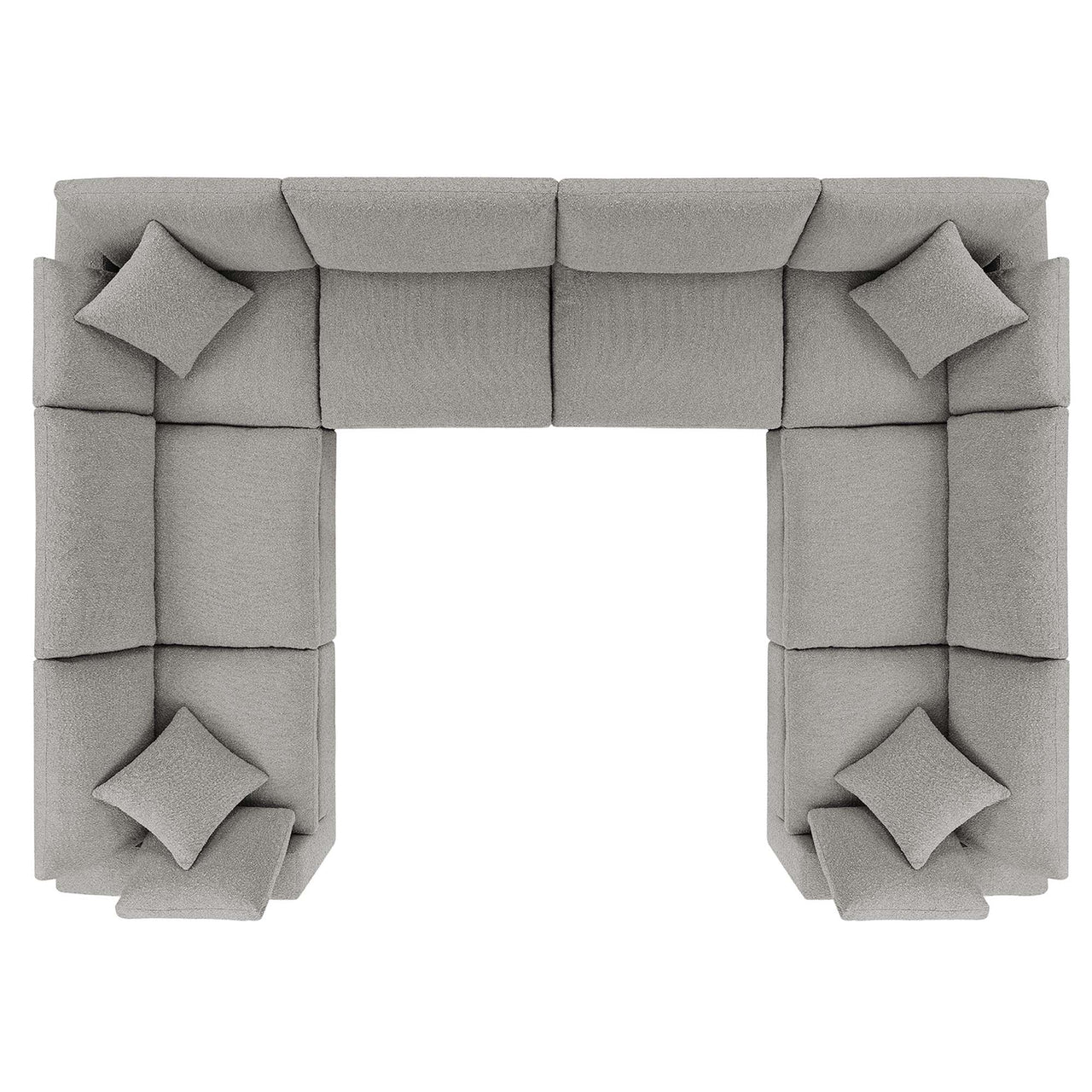 Commix 8-Piece Down Filled Overstuffed Boucle Fabric Sectional, Light Gray