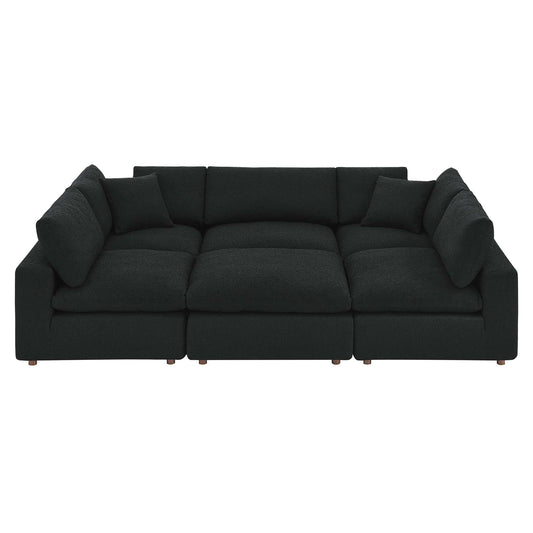 Angelic 6-Piece Cloudblend Boucle Sectional, Black