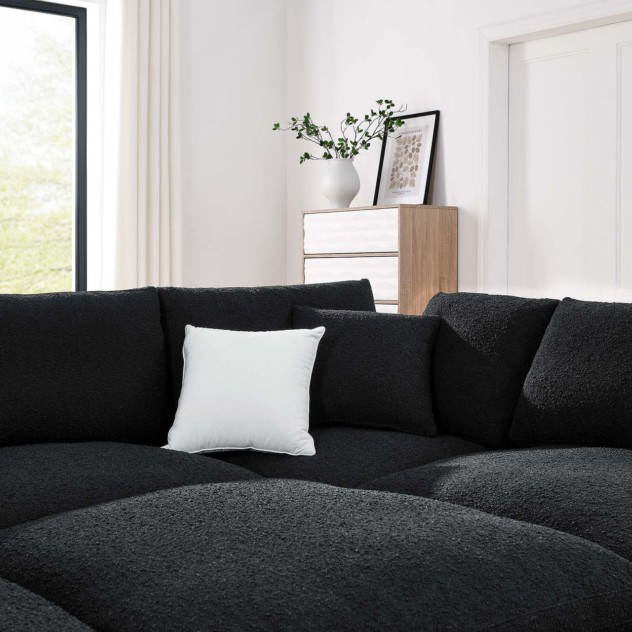 Angelic 6-Piece Cloudblend Boucle Sectional, Black
