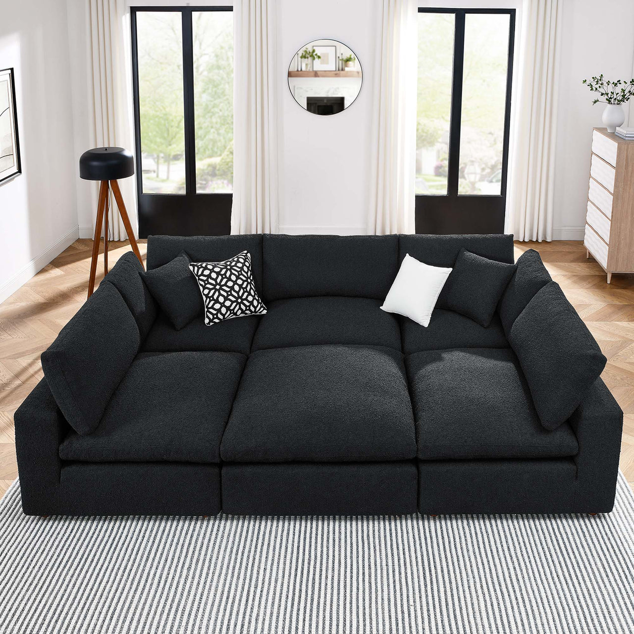 Angelic 6-Piece Cloudblend Boucle Sectional, Black