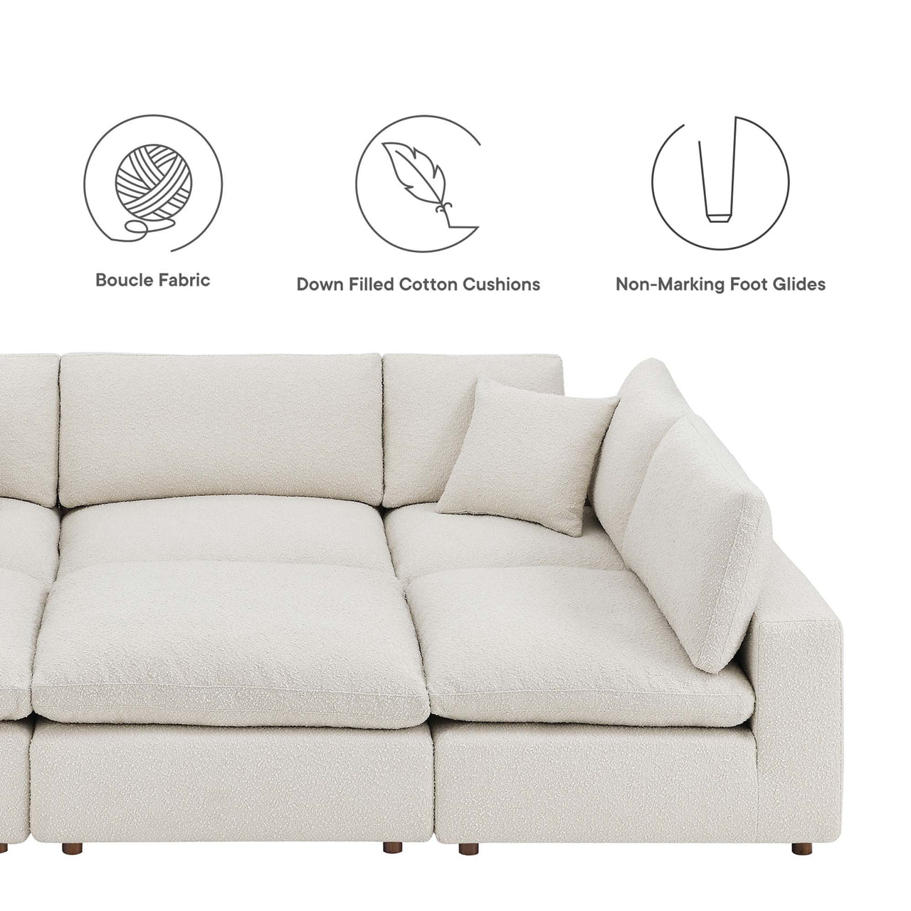 Angelic 6-Piece Cloudblend Boucle Sectional, Ivory
