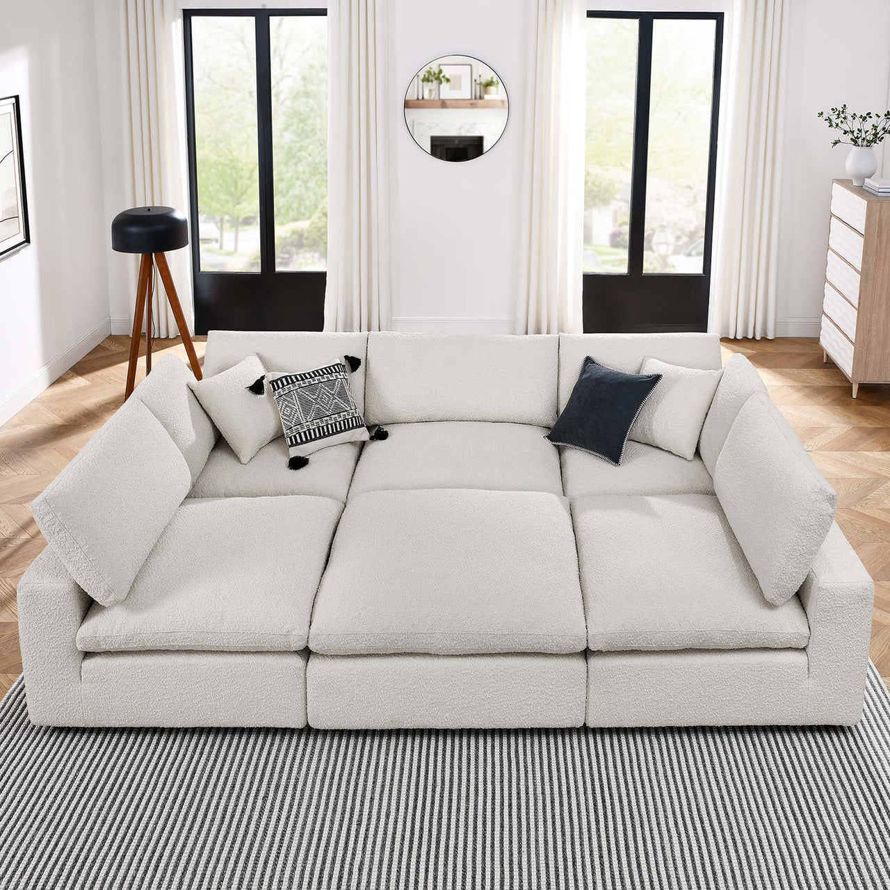Angelic 6-Piece Cloudblend Boucle Sectional, Ivory