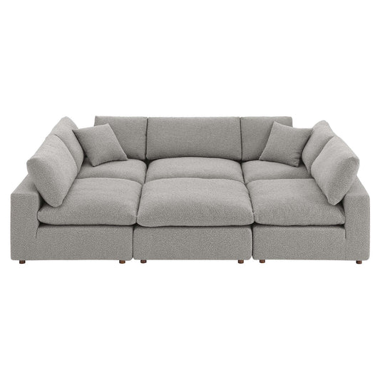 Angelic 6-Piece Cloudblend Boucle Sectional, Light Gray