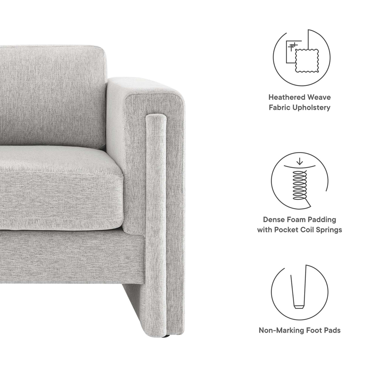 Tessaro Fabric Armchair, Light Gray