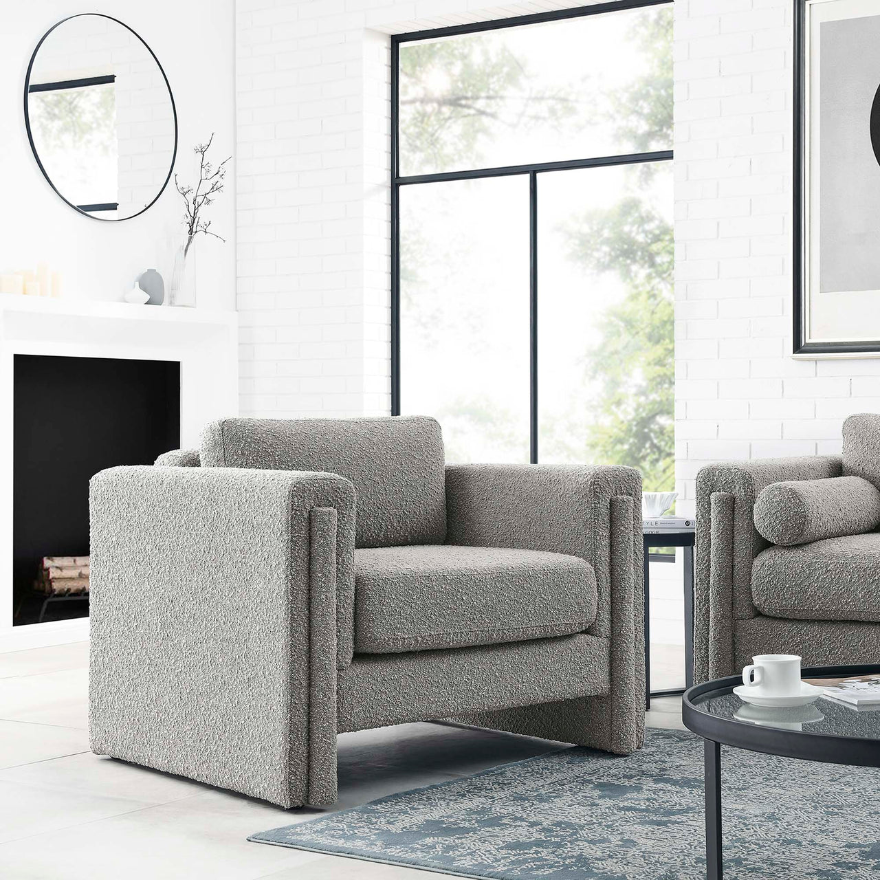 Tessaro Boucle Armchair, Light Gray