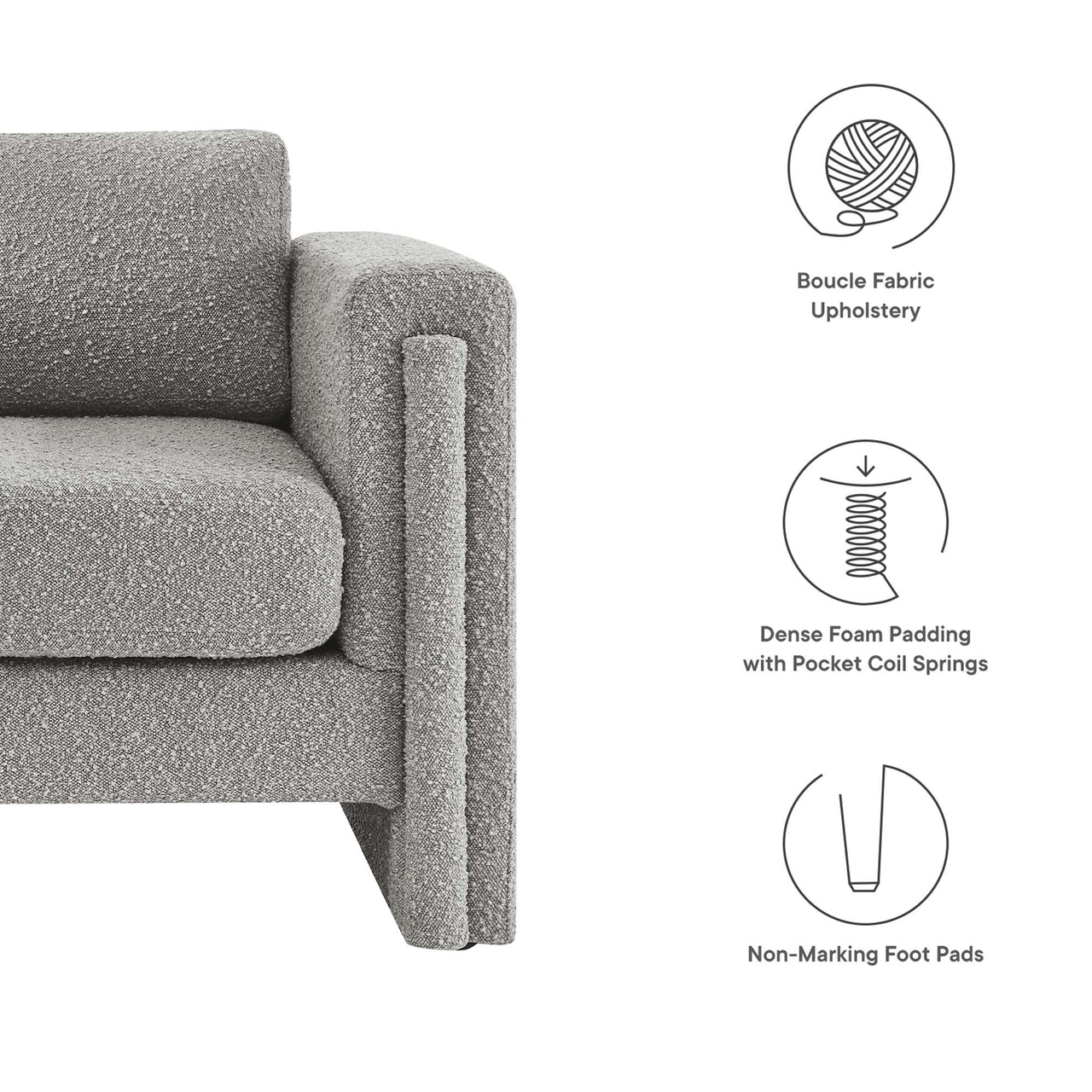 Tessaro Boucle Armchair, Light Gray