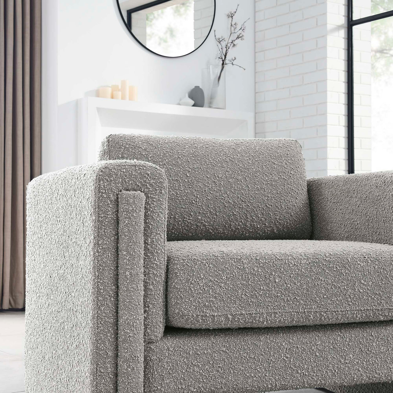 Tessaro Boucle Armchair, Light Gray