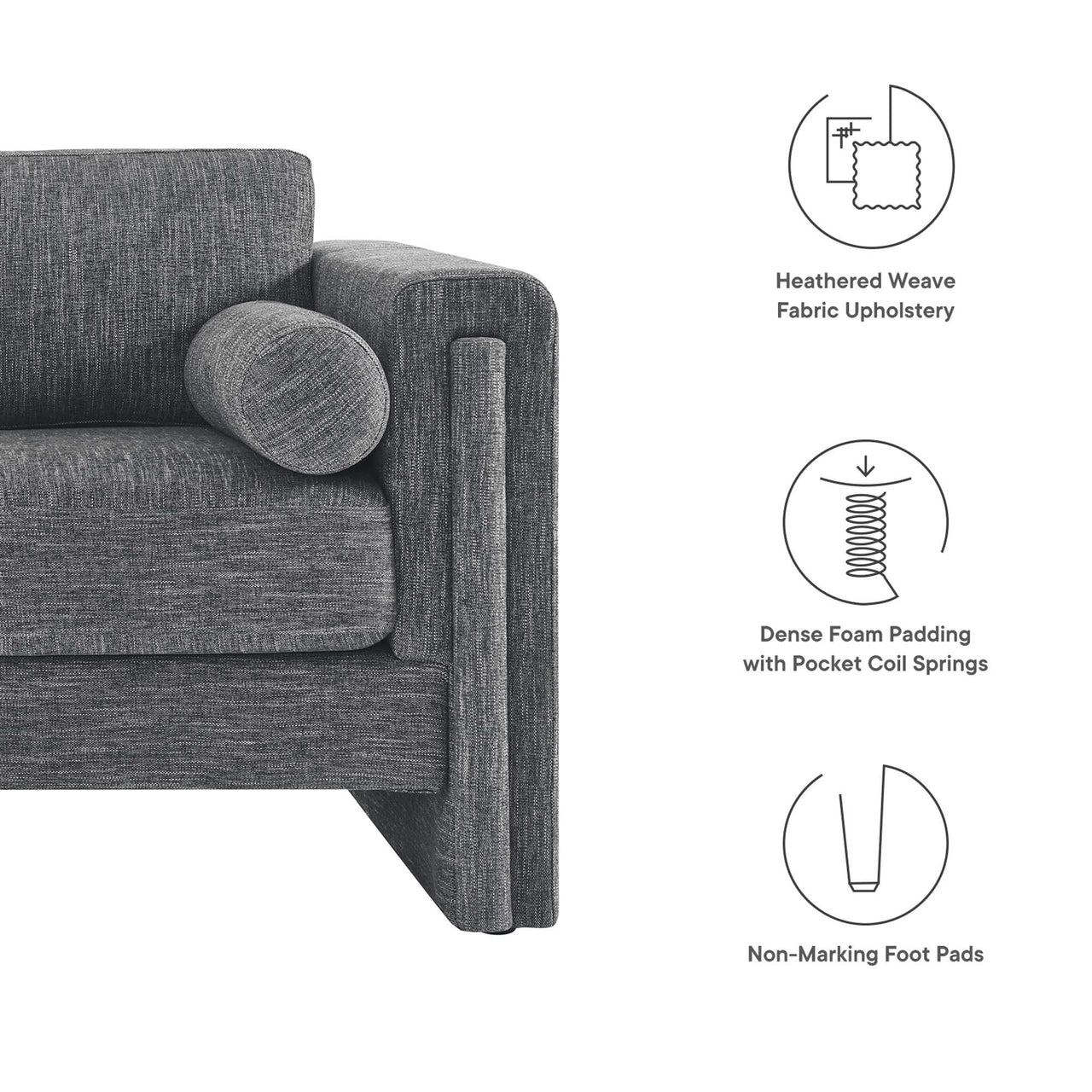 Tessaro Fabric Loveseat, Gray