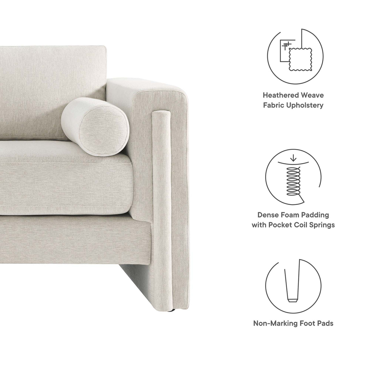 Tessaro Fabric Loveseat, Ivory