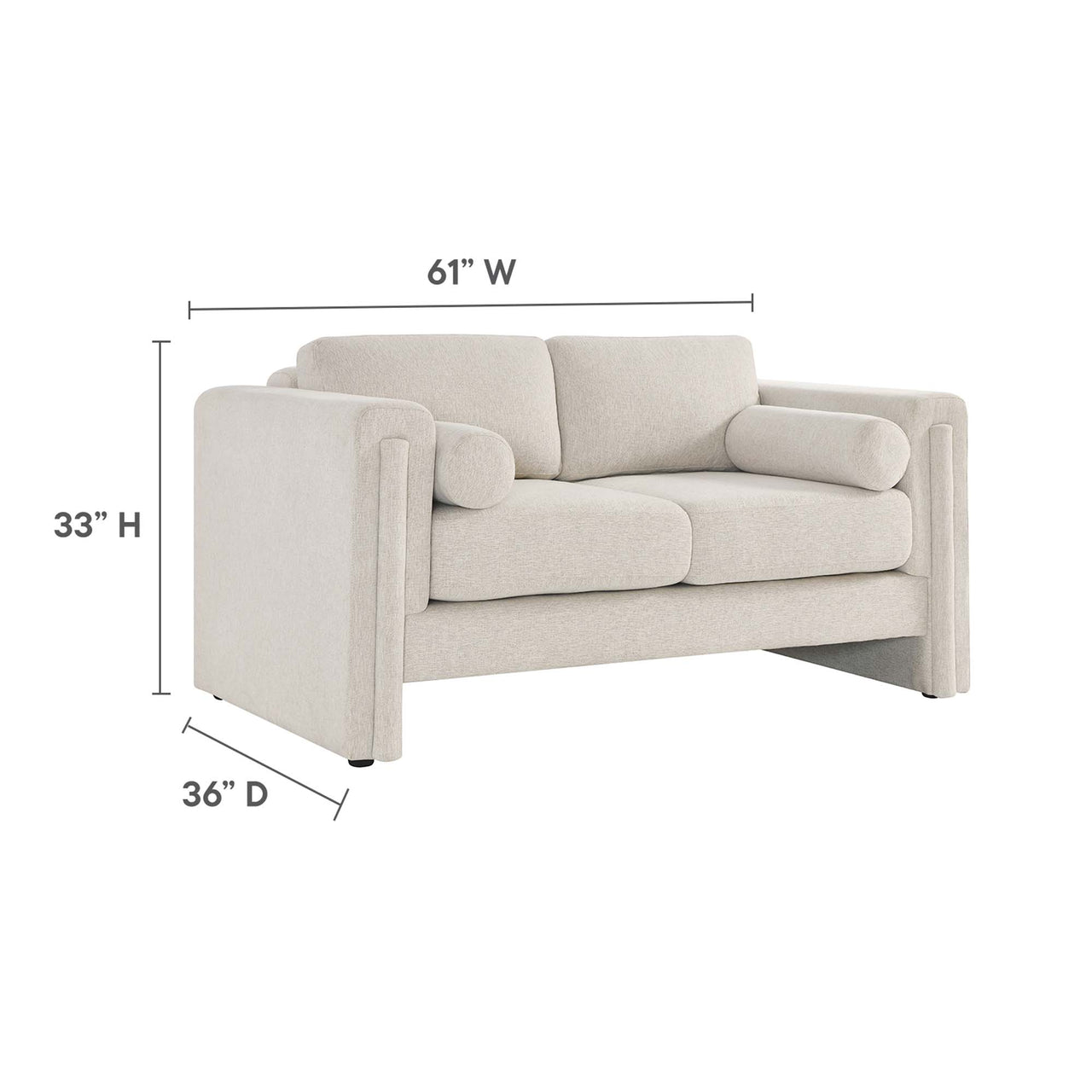 Tessaro Fabric Loveseat, Ivory
