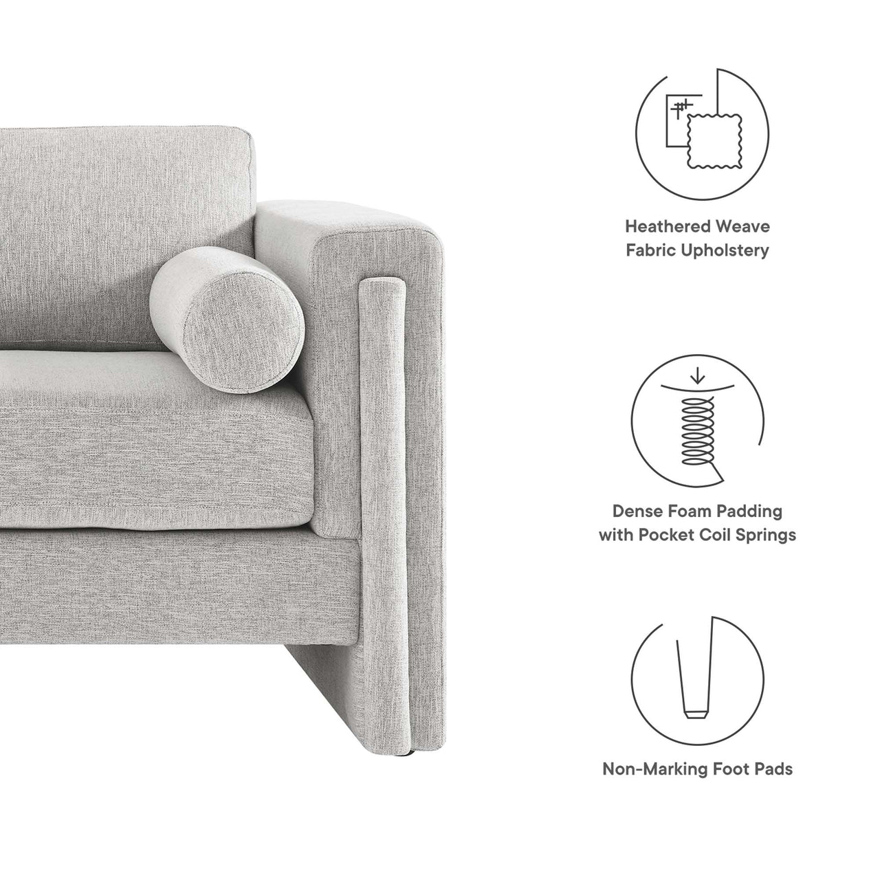 Tessaro Fabric Loveseat, Light Gray