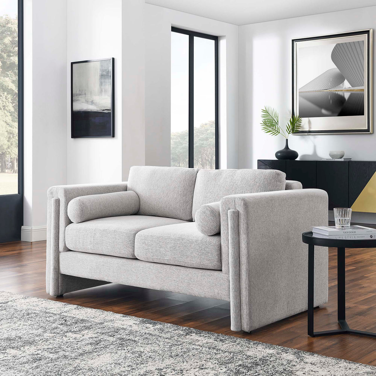 Tessaro Fabric Loveseat, Light Gray