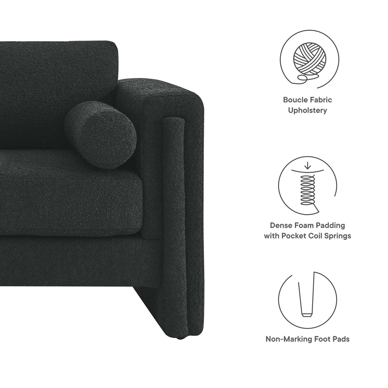 Tessaro Boucle Loveseat, Black
