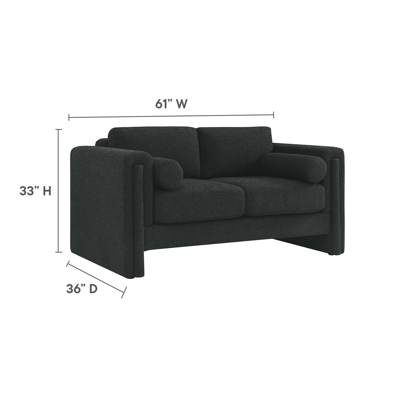 Tessaro Boucle Loveseat, Black