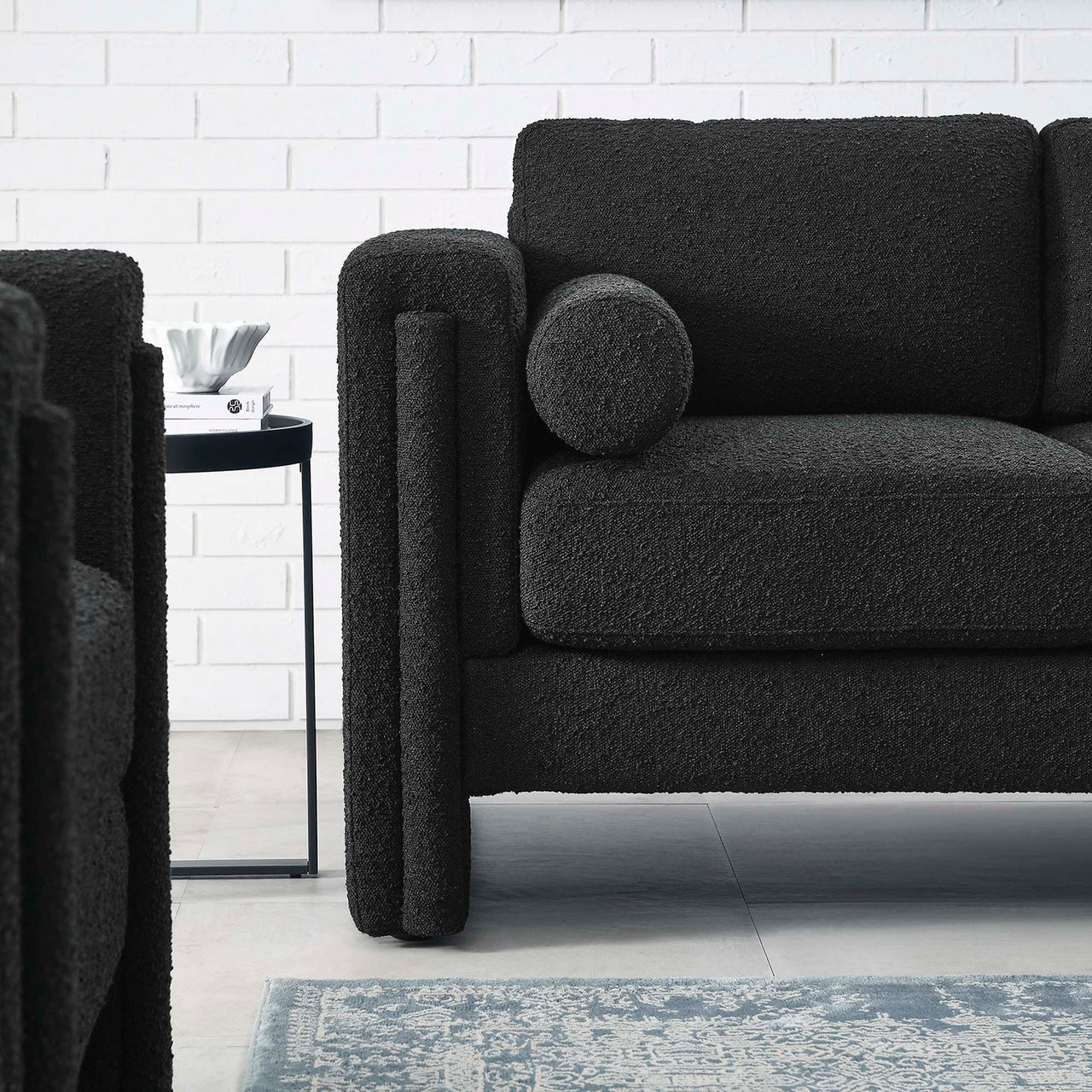 Tessaro Boucle Loveseat, Black