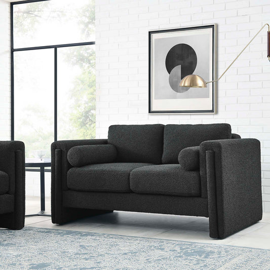 Tessaro Boucle Loveseat, Black