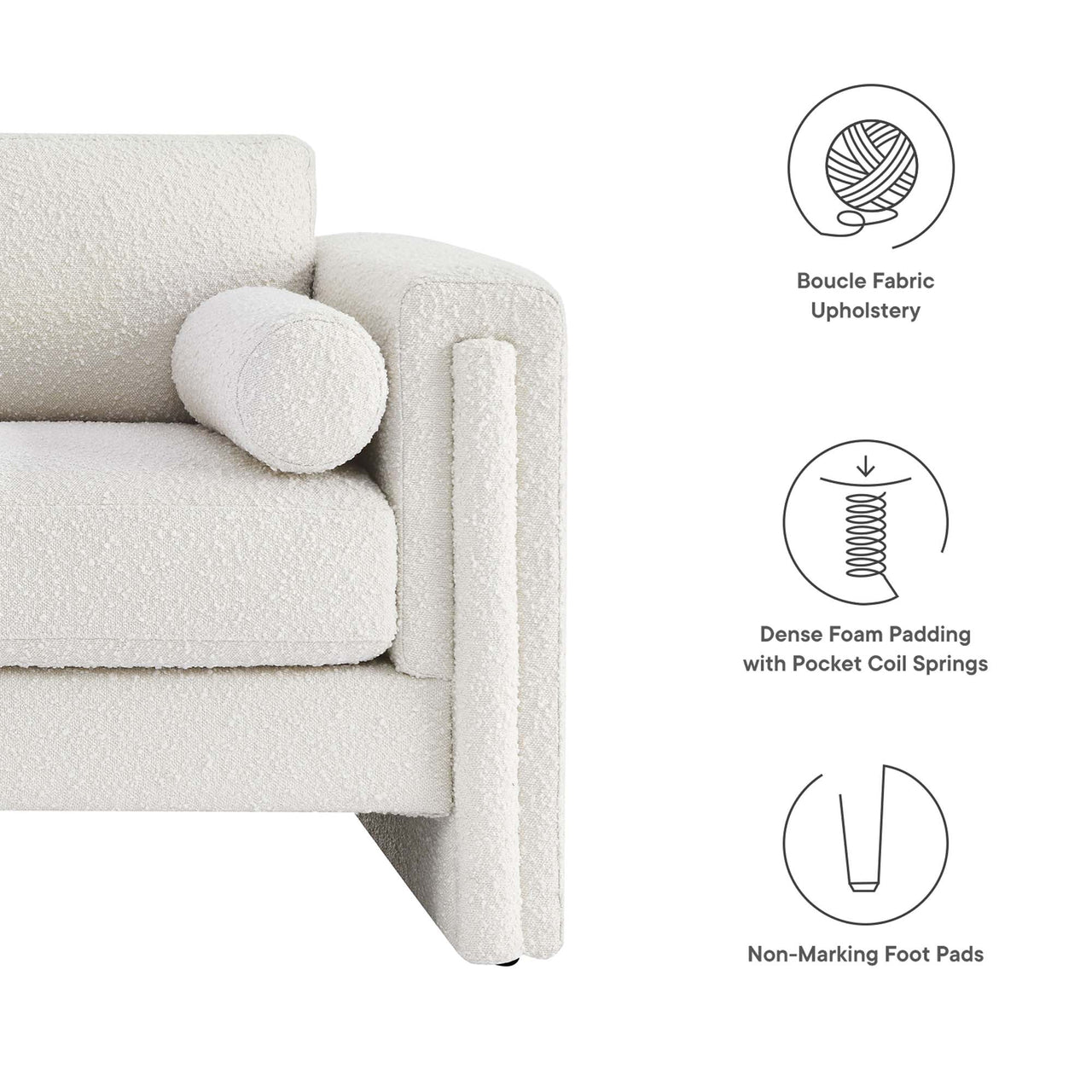 Tessaro Boucle Loveseat, Ivory