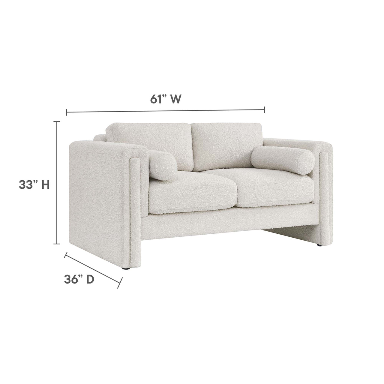Tessaro Boucle Loveseat, Ivory