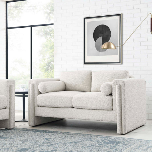 Tessaro Boucle Loveseat, Ivory
