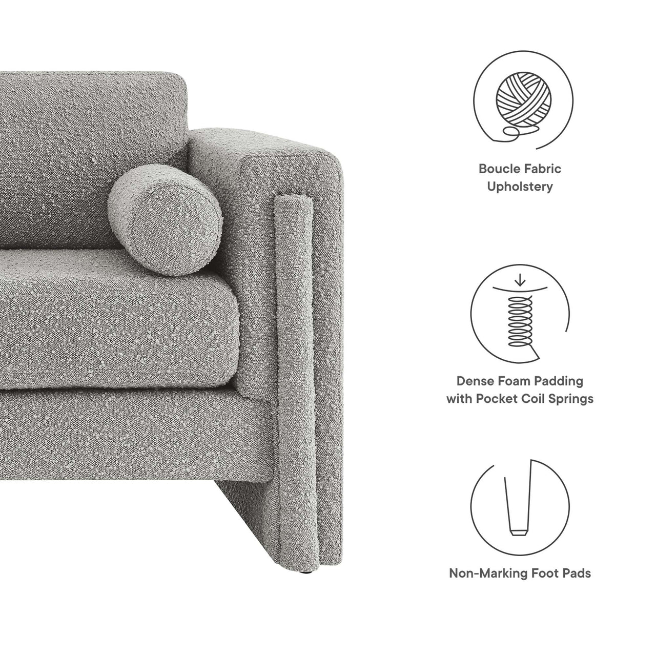 Tessaro Boucle Loveseat, Light Gray