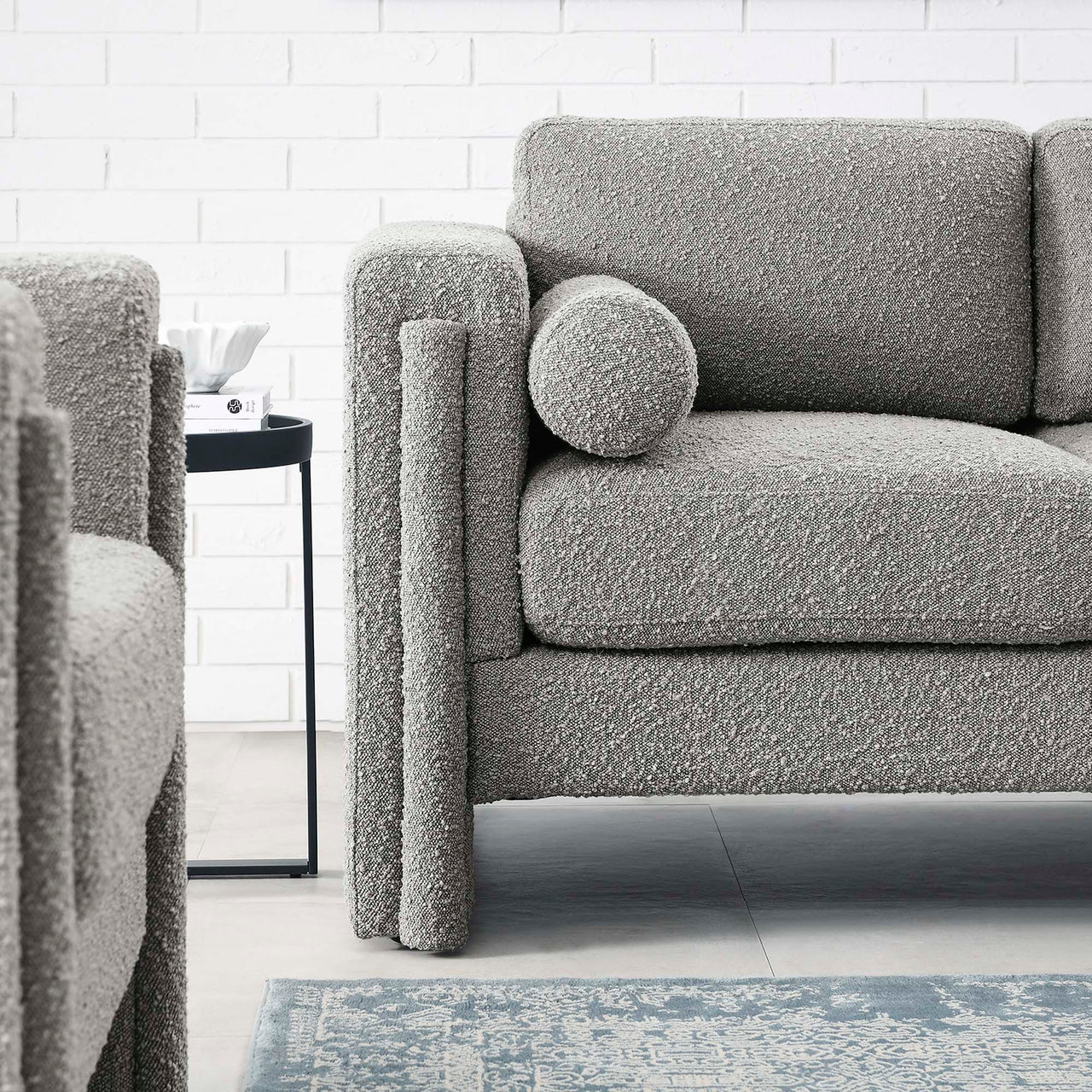 Tessaro Boucle Loveseat, Light Gray