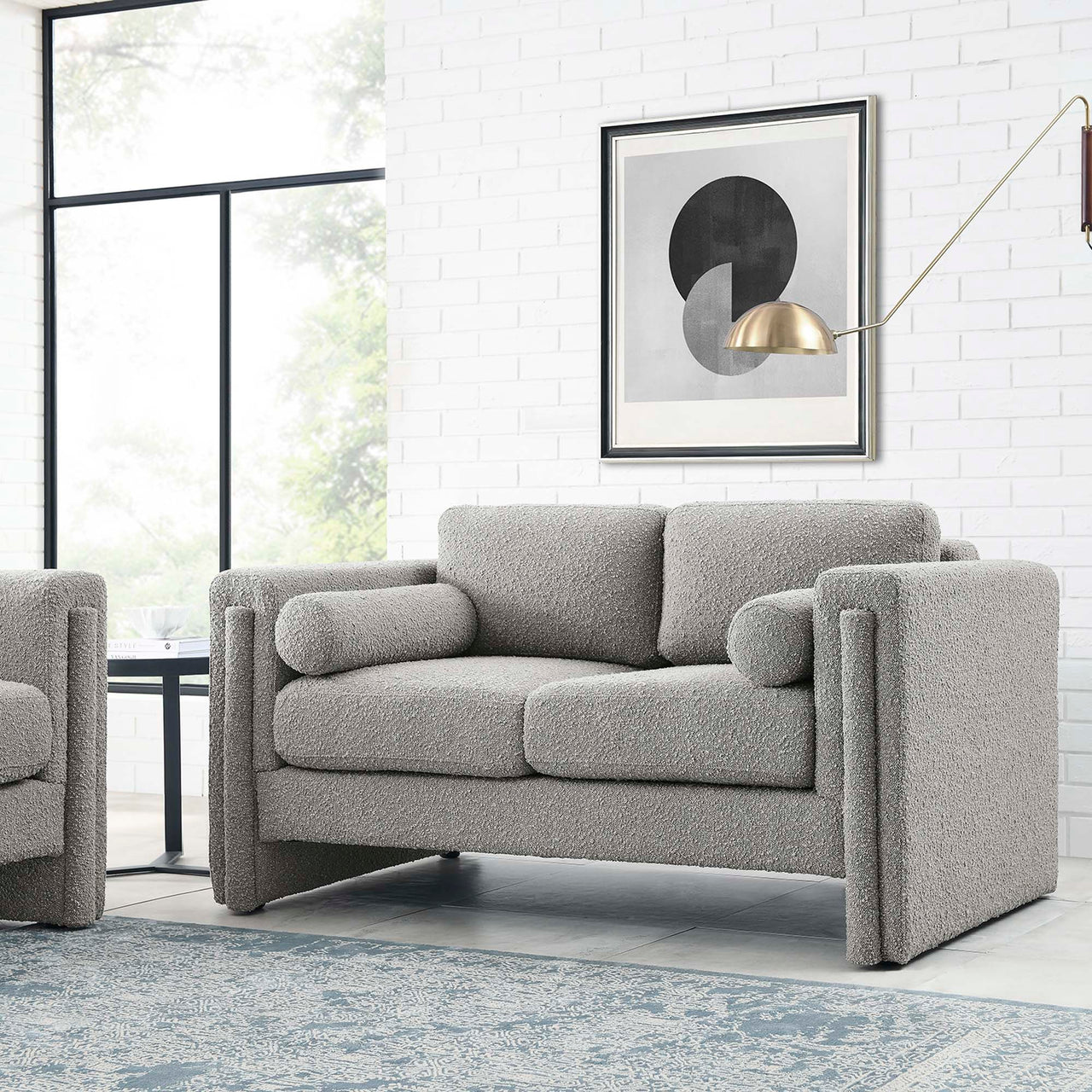 Tessaro Boucle Loveseat, Light Gray