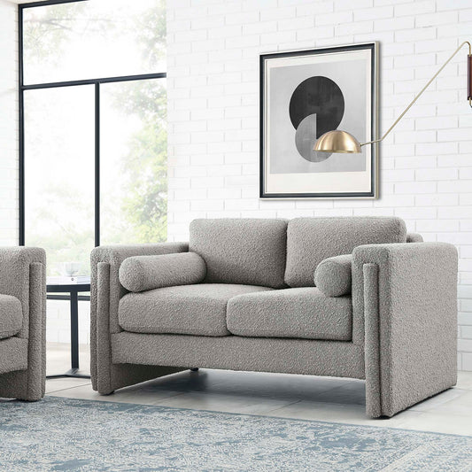 Tessaro Boucle Loveseat, Light Gray