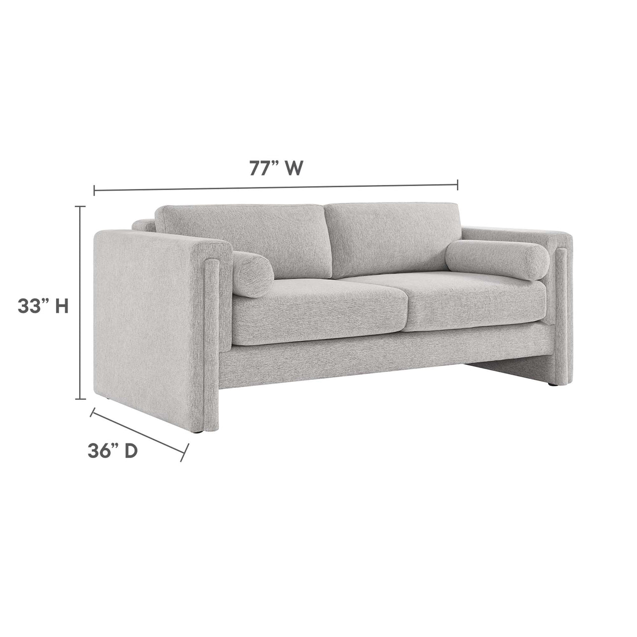 Tessaro Fabric Sofa, Light Gray