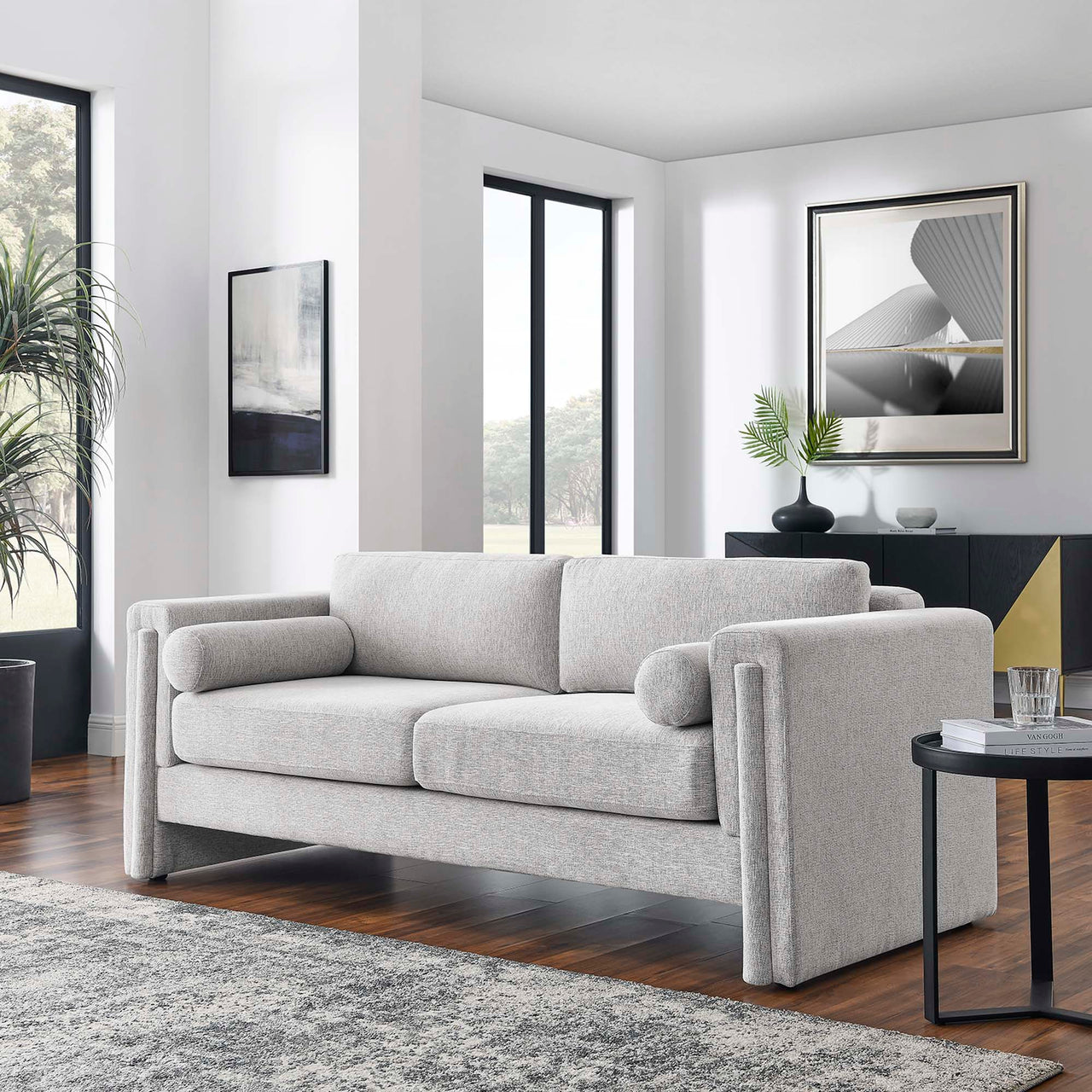 Tessaro Fabric Sofa, Light Gray