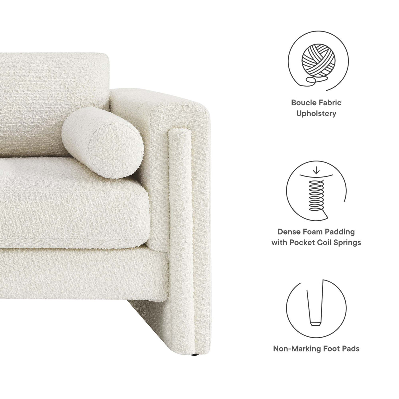 Tessaro Boucle Sofa, Ivory