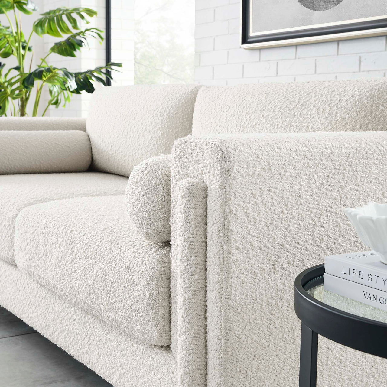 Tessaro Boucle Sofa, Ivory