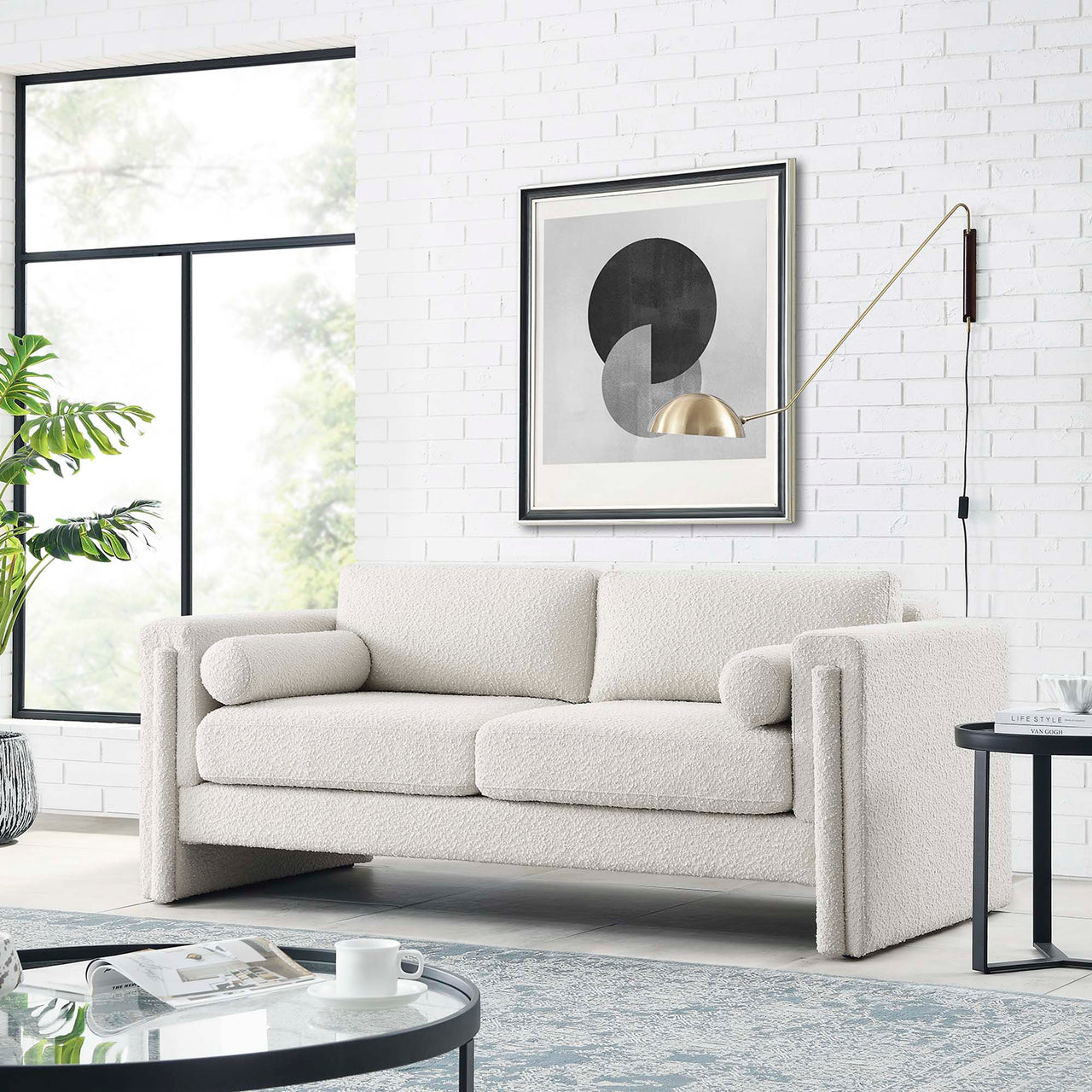 Tessaro Boucle Sofa, Ivory