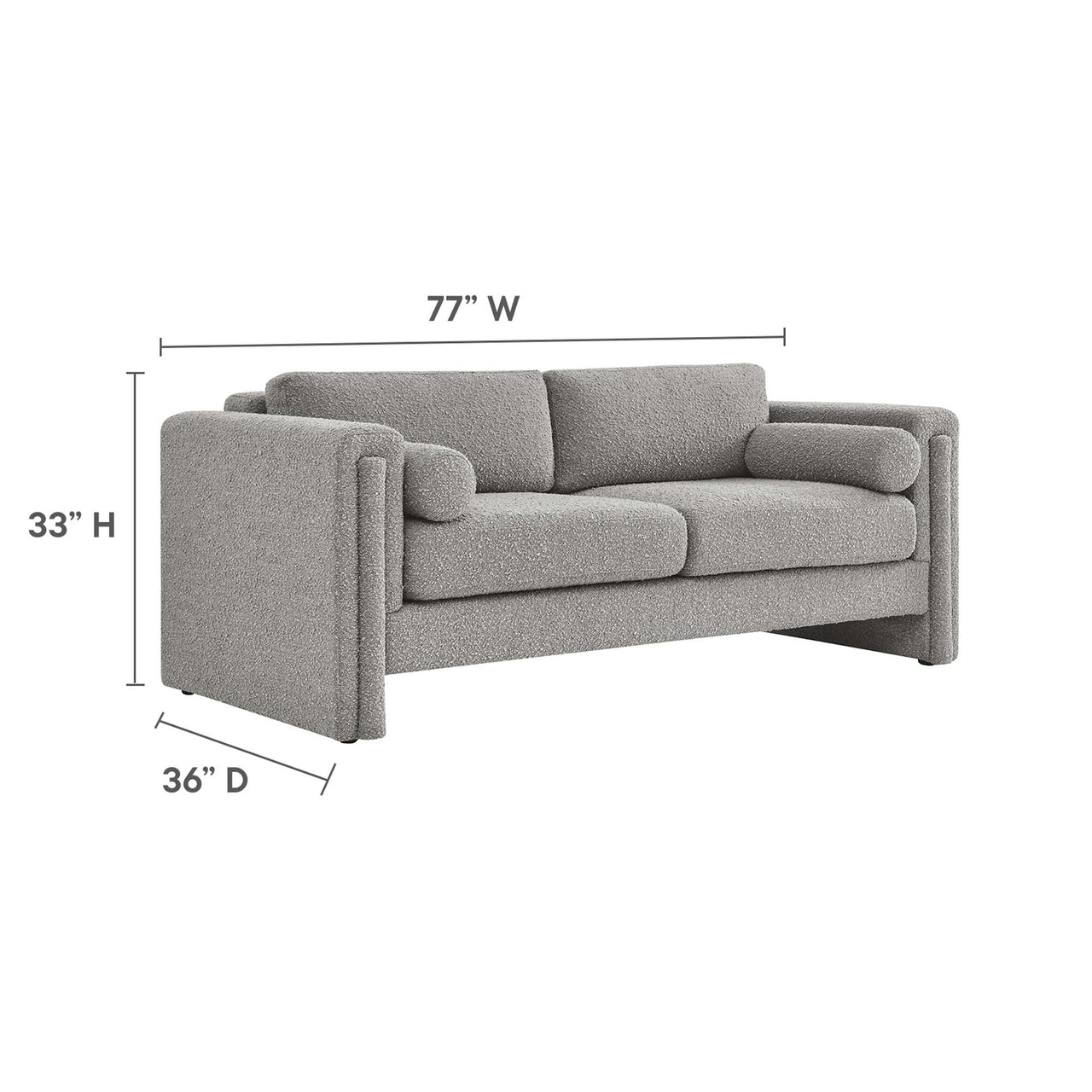 Tessaro Boucle Sofa, Light Gray