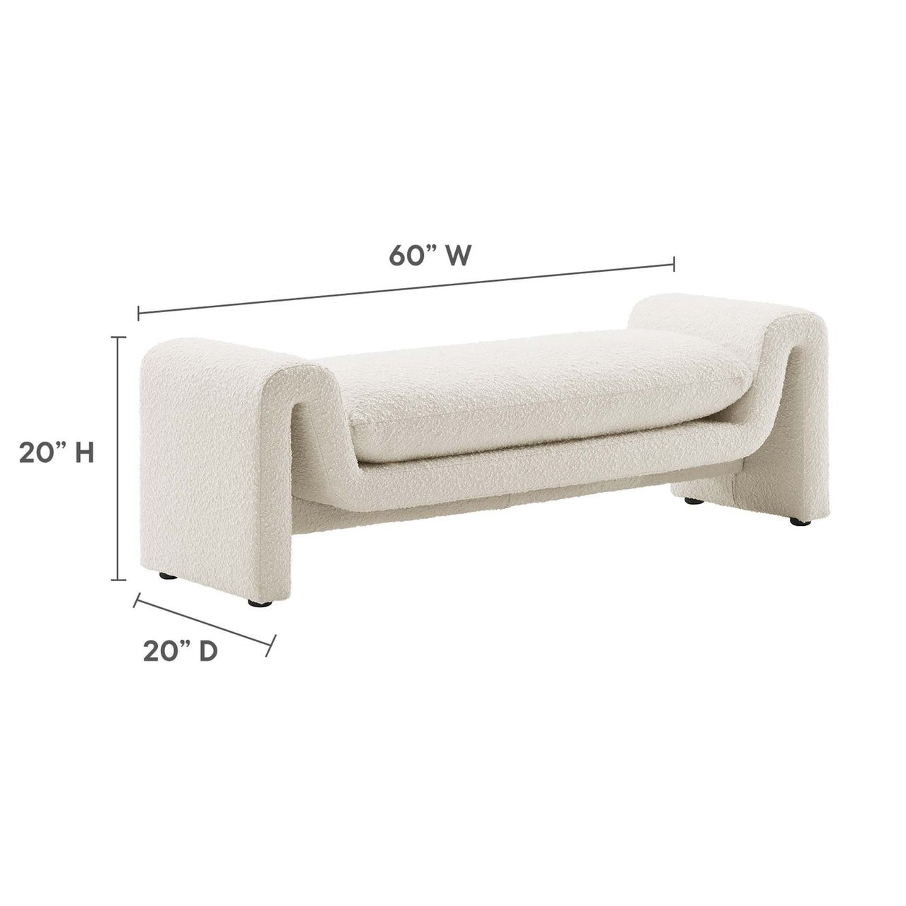 Jorwyn Boucle Bench, Ivory