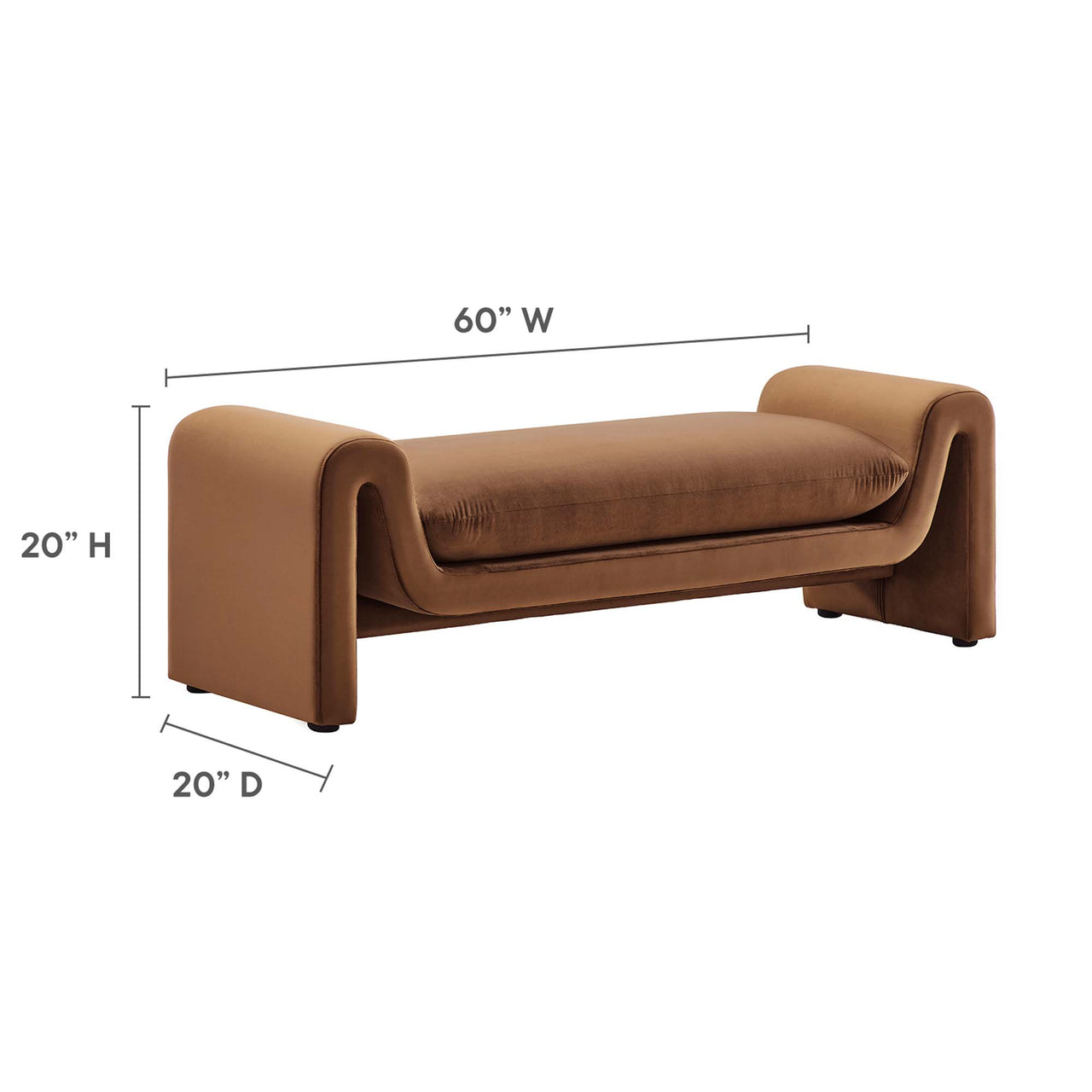 Jorwyn Velvet Bench, Brown