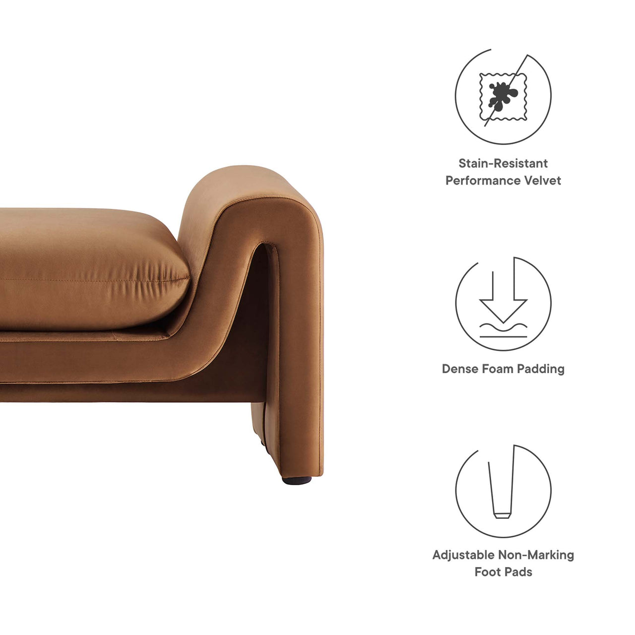 Jorwyn Velvet Bench, Brown