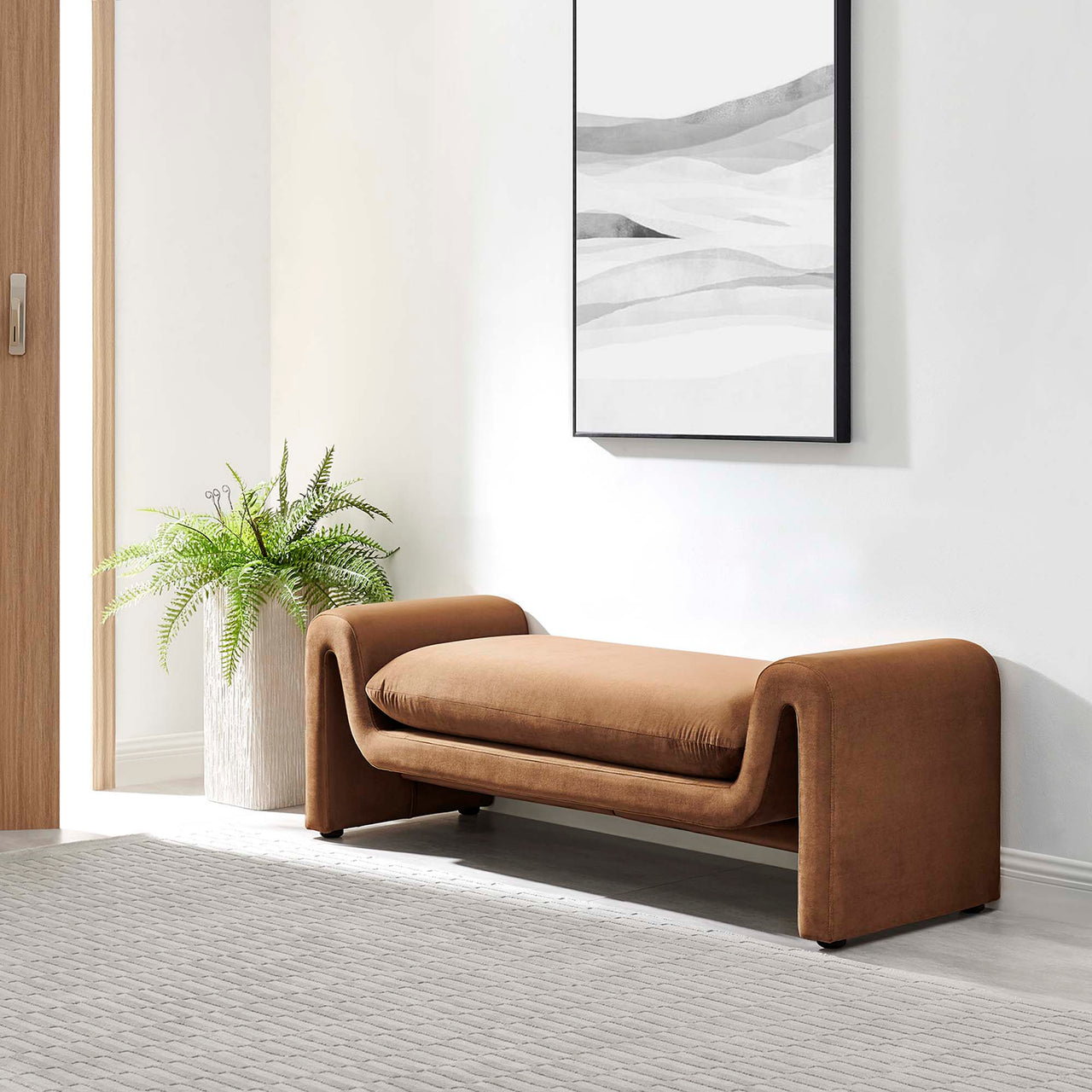 Jorwyn Velvet Bench, Brown