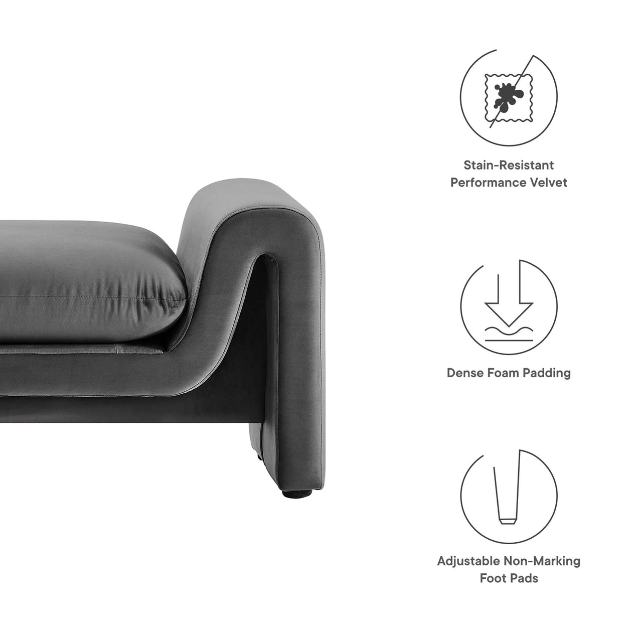 Jorwyn Velvet Bench, Gray