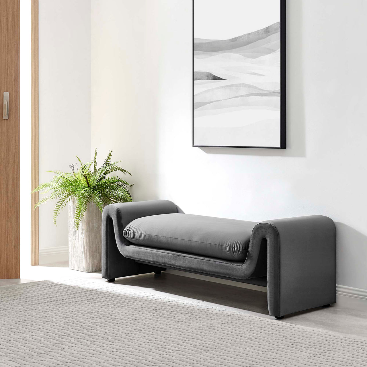 Jorwyn Velvet Bench, Gray