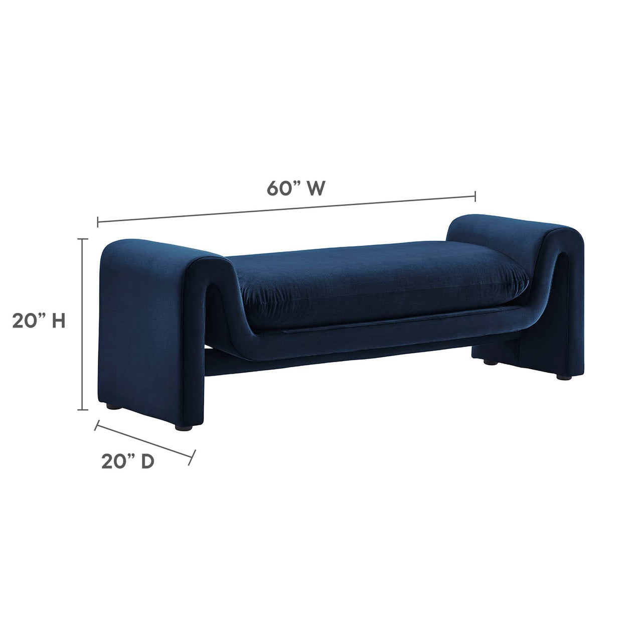 Jorwyn Velvet Bench, Dark Blue