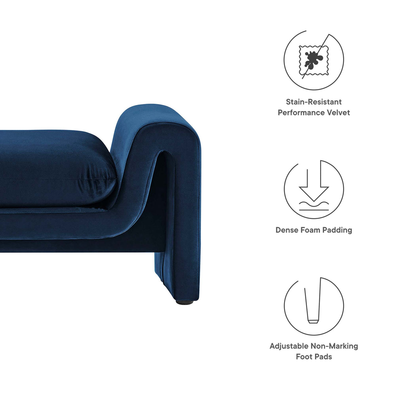 Jorwyn Velvet Bench, Dark Blue