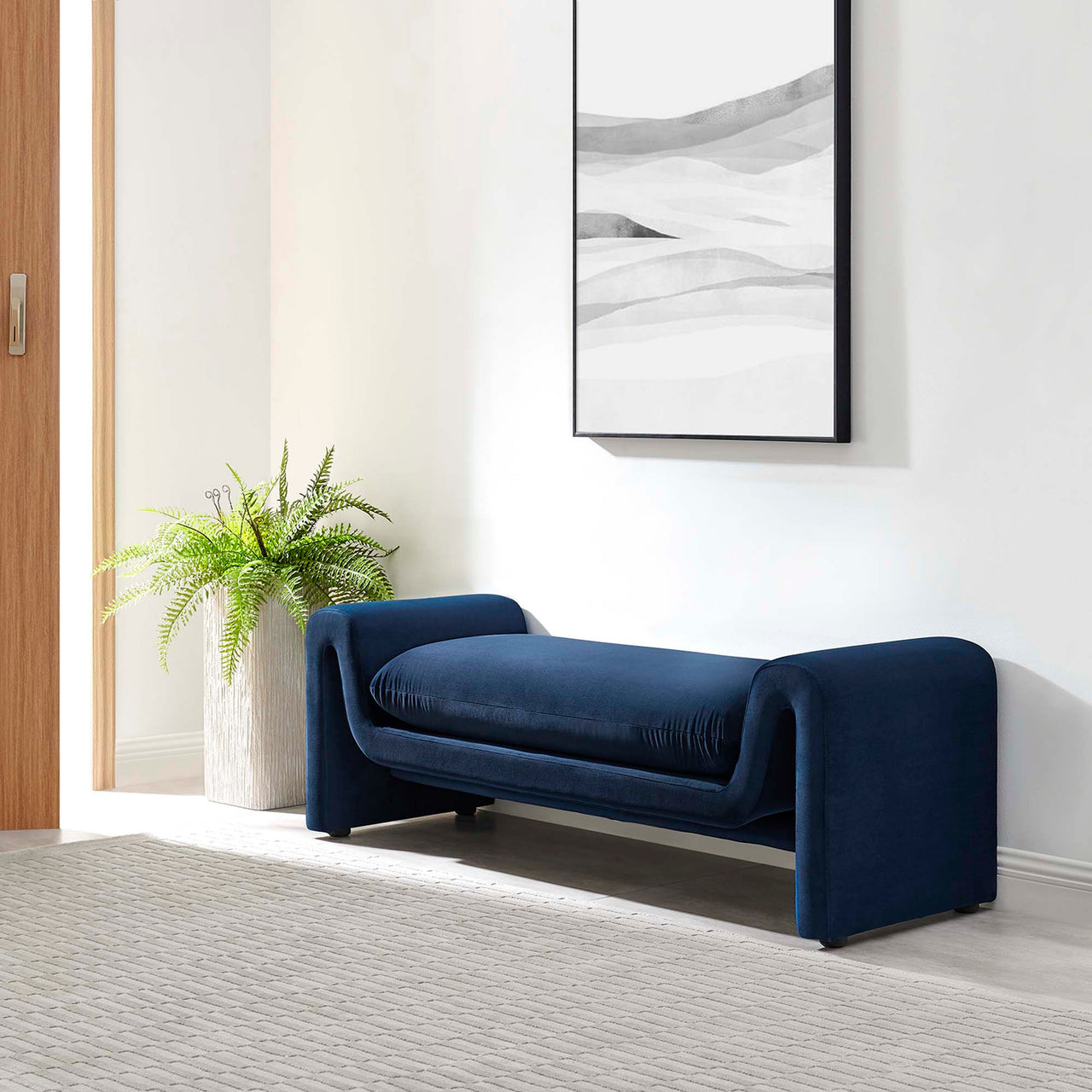 Jorwyn Velvet Bench, Dark Blue
