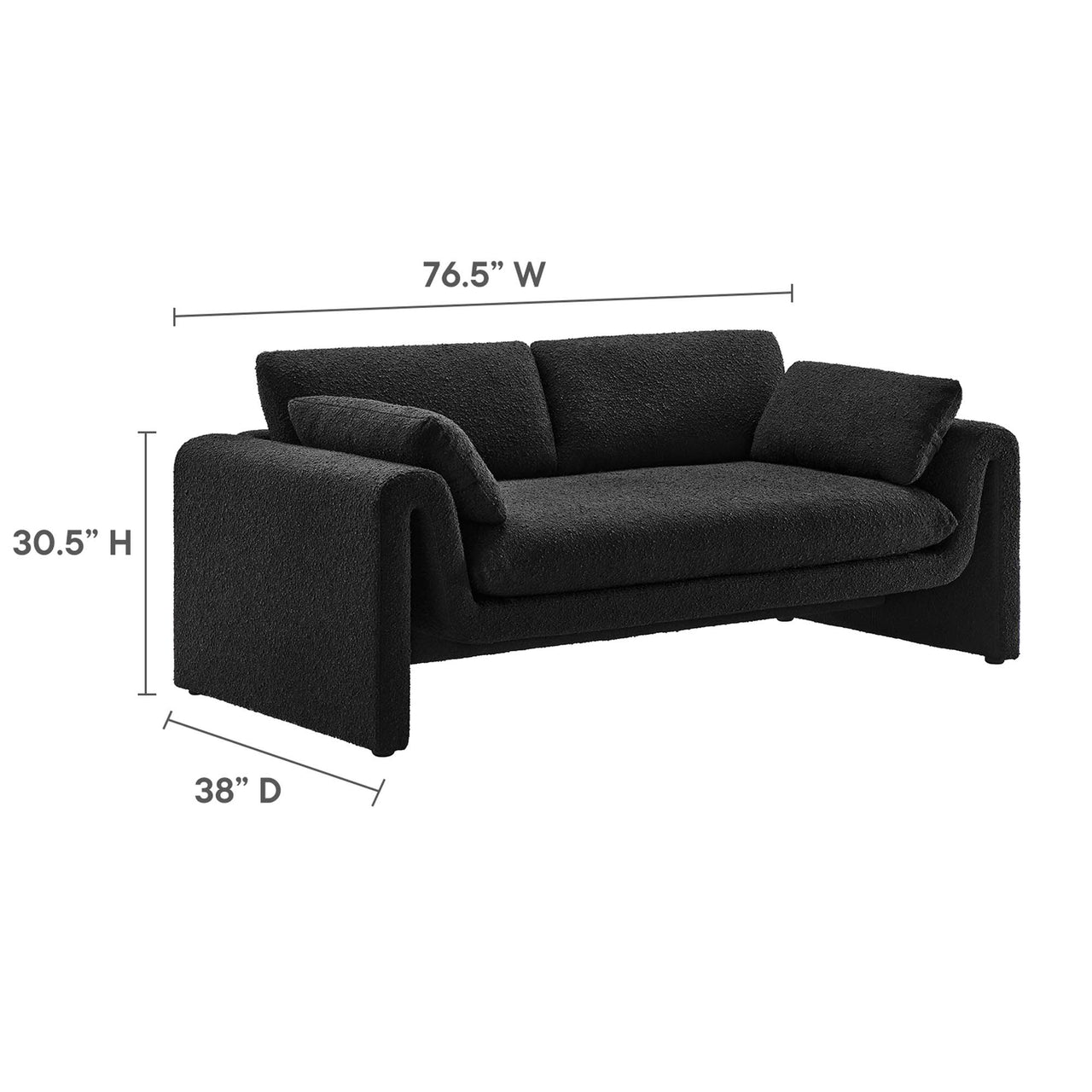 Jorwyn Boucle Sofa, Black
