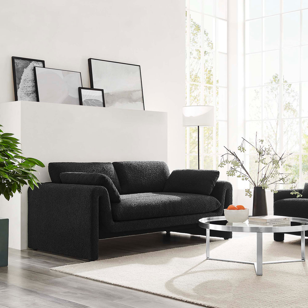 Jorwyn Boucle Sofa, Black