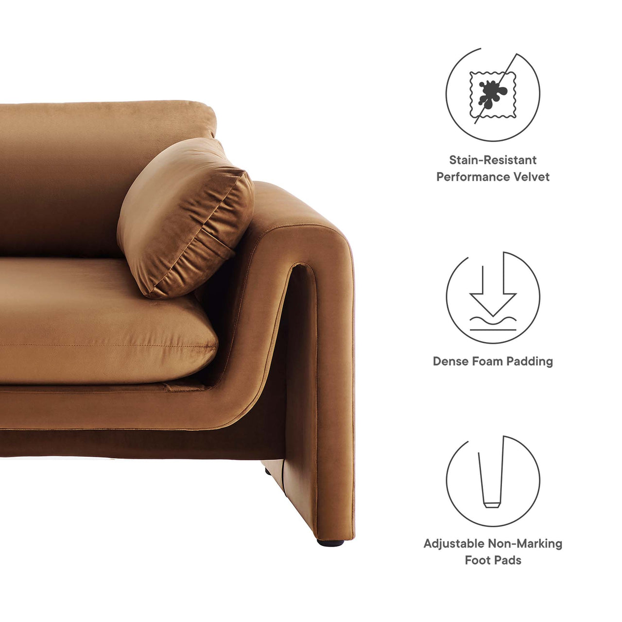 Jorwyn Velvet Sofa, Brown