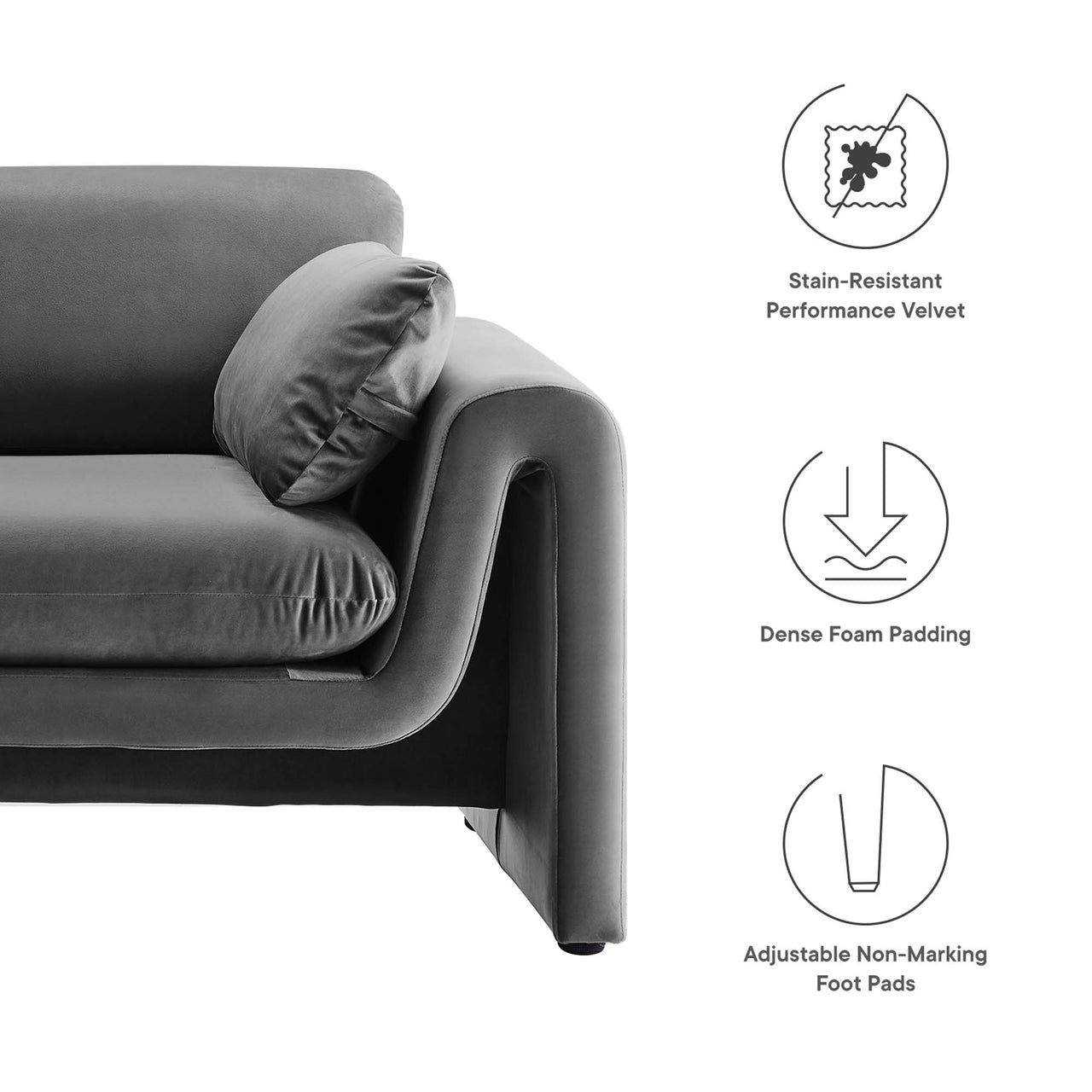 Jorwyn Velvet Sofa, Gray